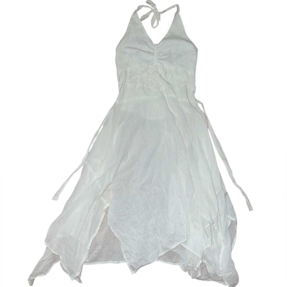 Elegant White Halter Dress